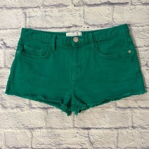 Current/Elliot Green Jean Shorts Mid Rise Cut Off Micro Denim Shorts Size 26